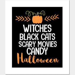 witches black cats scary movies candy halloween lover Posters and Art